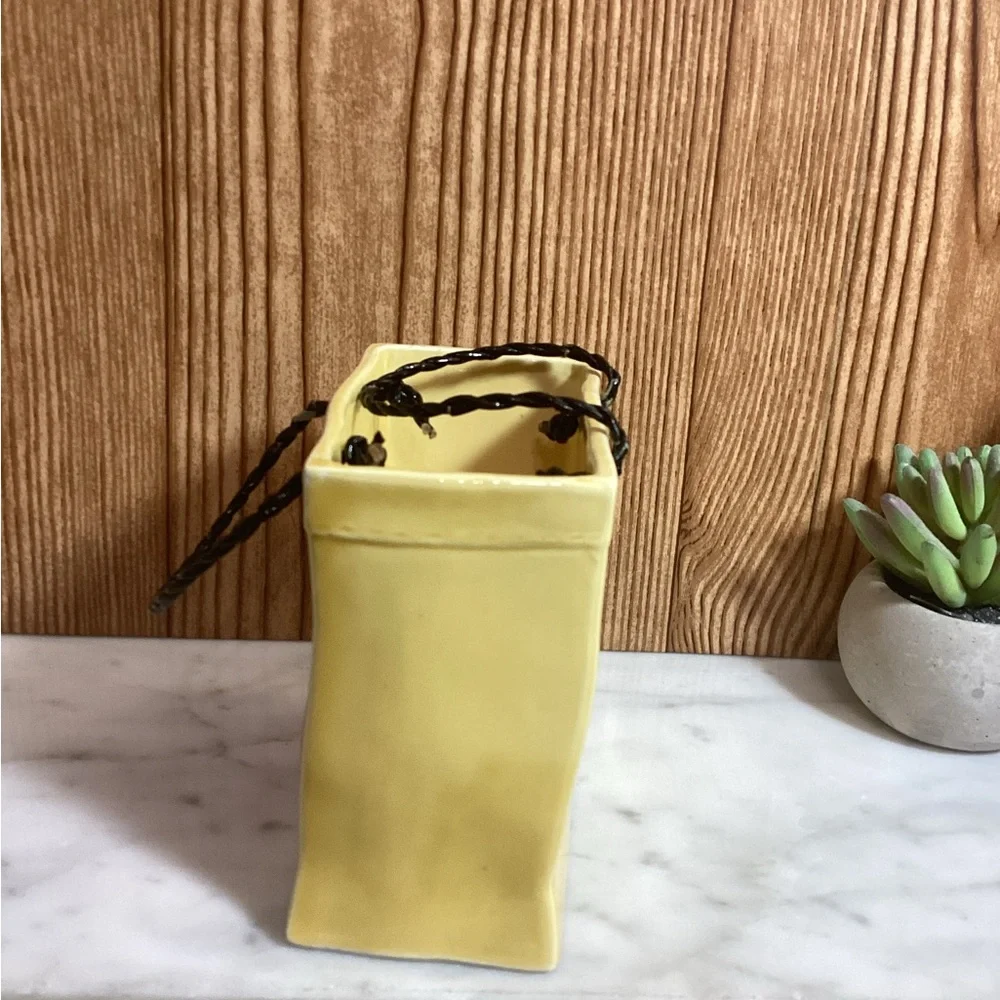 Vintage 1986 Lefton Ceramic Yellow Pumpkin Trick-or-Treat Bag